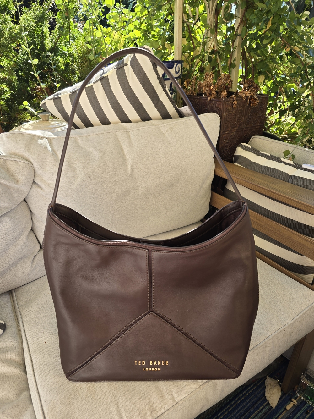 Ted Baker London Chocolate Brown Leather Hobo Shoulder Bag